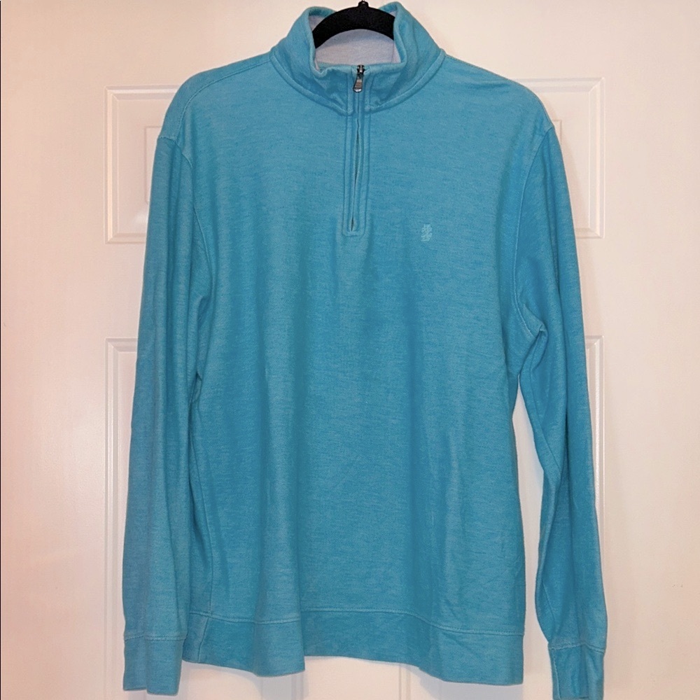 Izod Saltwater Men's Quarter-Zip Sweater XL Blue Pullover Golf Casual Preppy